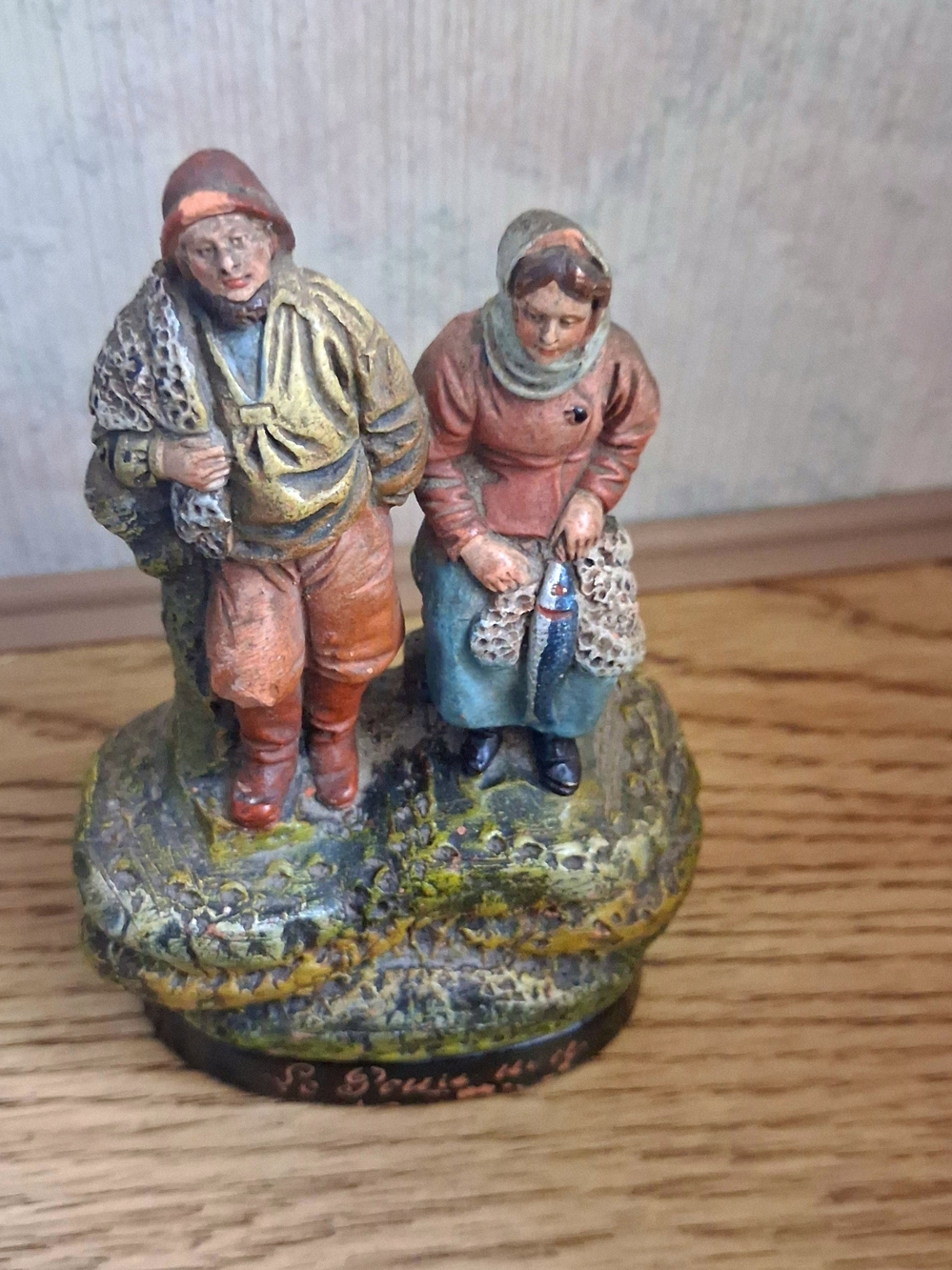 Vintage French Terracotta Statue Moynet Mabilat #2682 "Le Pêcheur" Fisherman